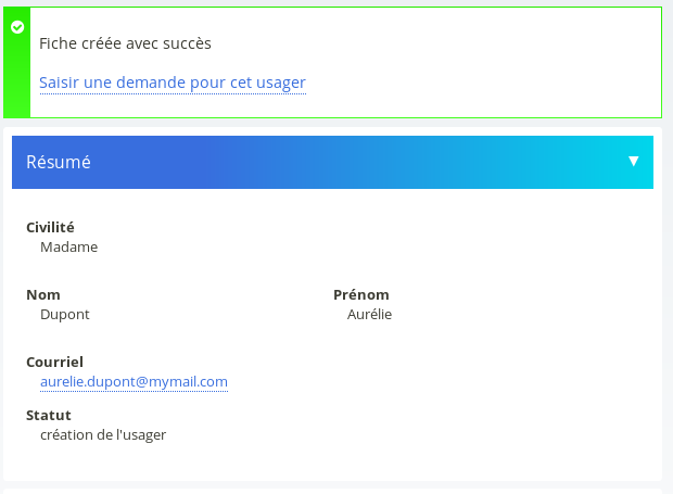 fiche créée avec succès