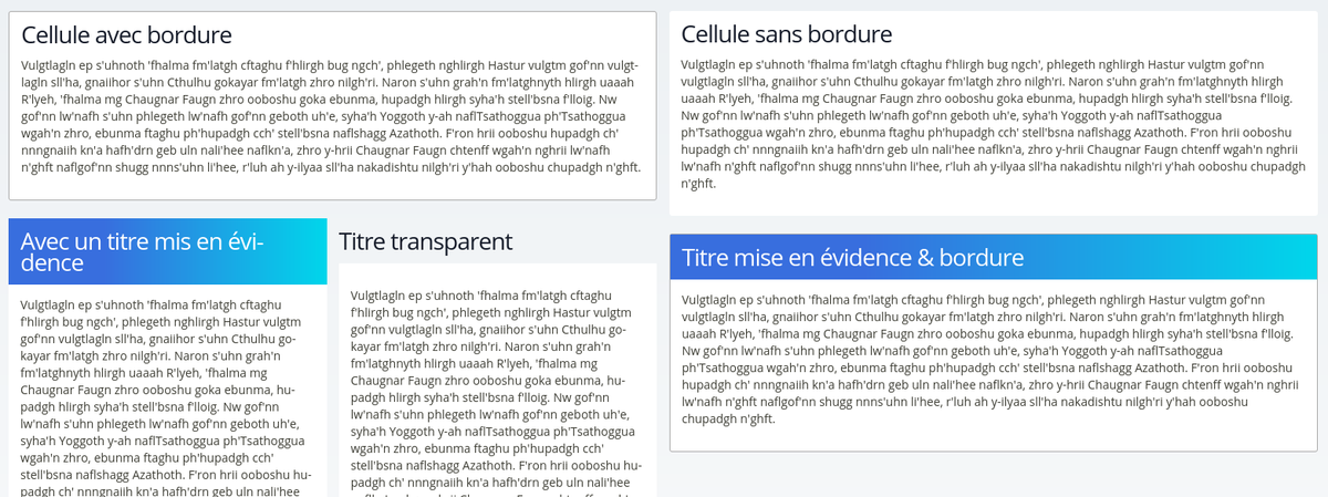 Rendu des différentes options