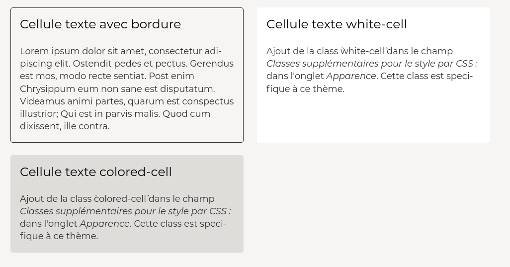 aperçu du rendu des classes white-cell, colored-cell et bordered-cell